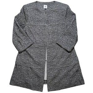 Cabi The Times Jacket Black White Tweed Open Front Cardigan Coat Women’s Medium